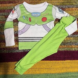Disney Toy Story Buzz Lightyear Pajama Set - Green and White